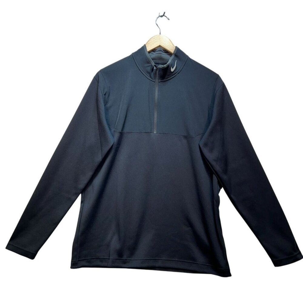 Nike Golf Dri-Fit Tour Performance Athletic Shirt Men L Black 1/4 Zip Activewear